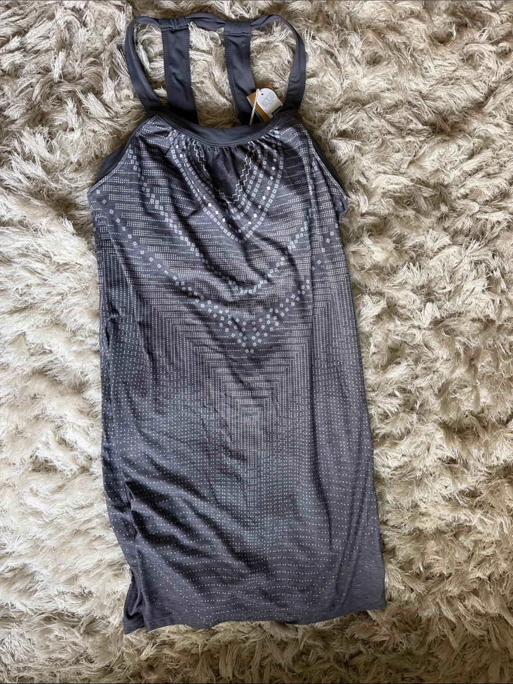 Prana Cantine Charcoal Gray Patterned Strappy Dress